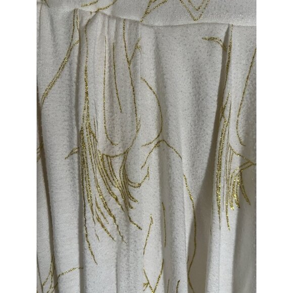 Vintage Y2K Rachel Pally cream gold foil cranes nature grecian strapless dress M - Picture 4 of 12